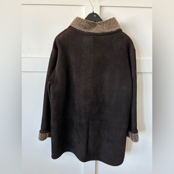 🌶️ Vintage Doncaster Dark Brown Leather Shearling Coat. Size Large. - Picture 4 of 6
